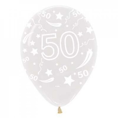 Crystal Clear AOP 50 Latex Balloons (Pk 10)