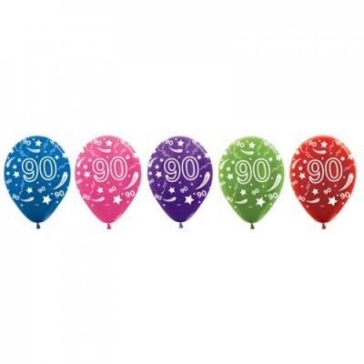 90 Multi AOP Crystal Latex Balloons Pk 10