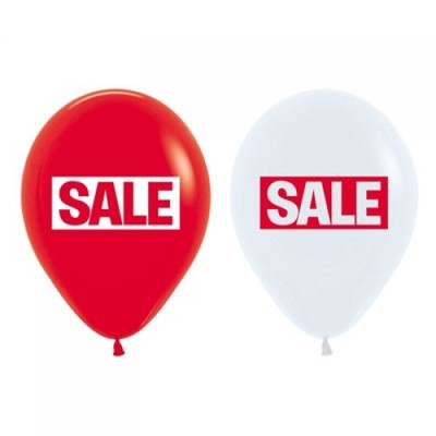 Red & White Sale Double Sided Standard Latex Balloons Pk 50