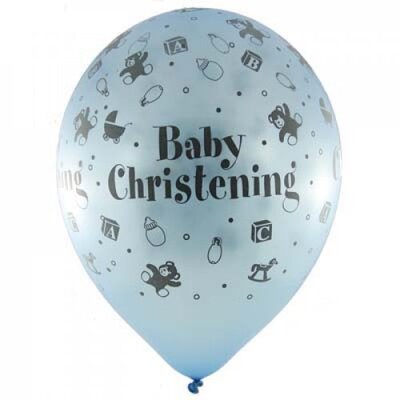 Pearl Blue Baby Christening Latex Balloons (Pk 10)
