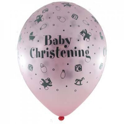 Pearl Pink Baby Christening Latex Balloons (Pk 10)