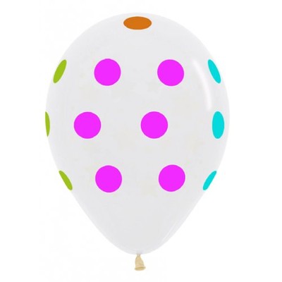 Clear Neon Dots AOP 30cm Latex Balloons Pk 50
