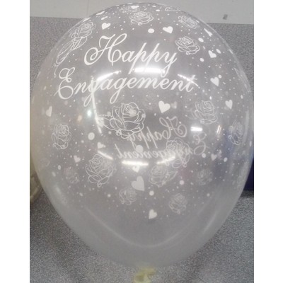 Crystal Clear Happy Engagement Latex Balloons Pk 10
