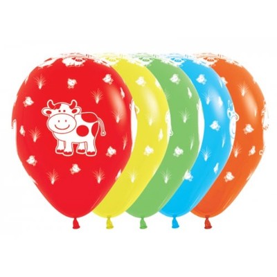 Assorted Farm Animals AOP 30cm Latex Balloons Pk 10