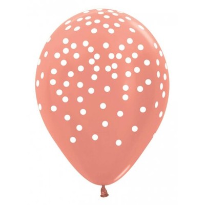 Metallic Rose Gold Confetti Print AOP 30cm Latex Balloons Pk 10