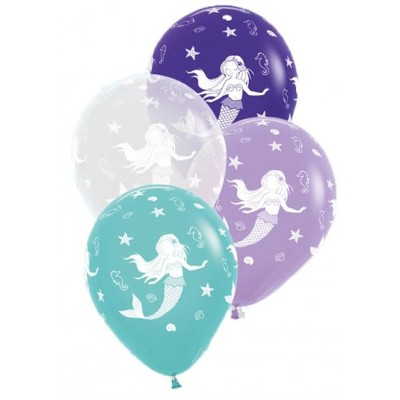 Assorted Mermaid AOP Latex Balloons Pk 50