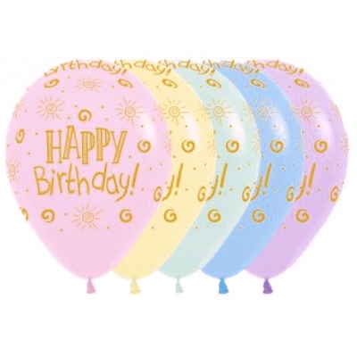 Matte Pastels Happy Birthday 30cm Latex Balloons (Pk 10)