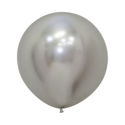 Silver Reflex Latex Balloons 60cm Pk 3
