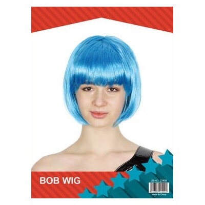 Bright Blue Bob Wig Cosplay Costume Accessory