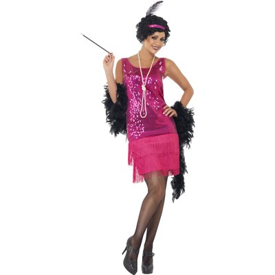 Pink Flapper Costume - Large Size 16-18
