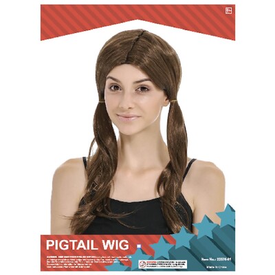 Long Brown Pigtail Wig | Adult Costume Fancy Dress Wig