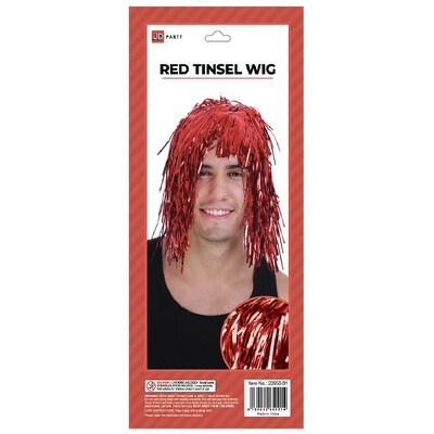 Red Metallic Tinsel Wig