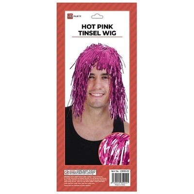 Pink Metallic Tinsel Wig