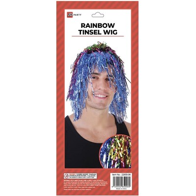 Rainbow Metallic Tinsel Wig