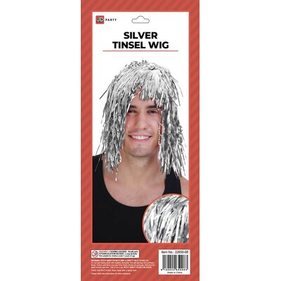 Silver Metallic Tinsel Wig