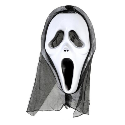 Screamer Ghost Face Halloween Plastic Hooded Mask