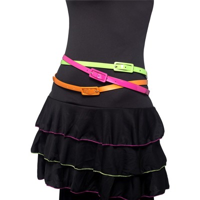 80's Neon Belts - Pink, Green, Orange (1 Set of 3) - BELTS ONLY