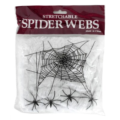 Halloween Stretchable Spider Web with Spiders Giant Cobweb Decoration