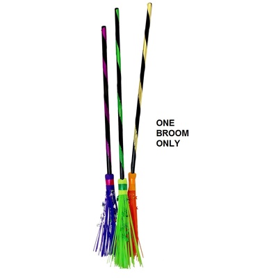 Assorted Colour Plastic Halloween Witches Broomstick (Pk 1)