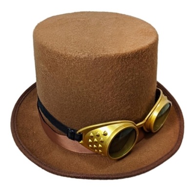 Brown Steampunk Top Hat with Goggles