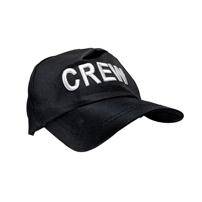 Black Embroidered Crew Cap Hat