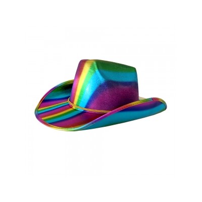 Rainbow Shiny Cowboy Hat Pk 1