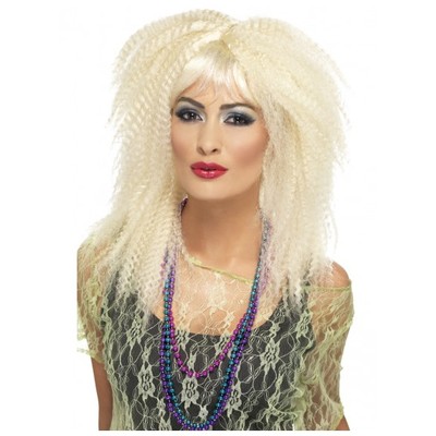 80's Trademark Crimp Blonde Long Wig Pk 1