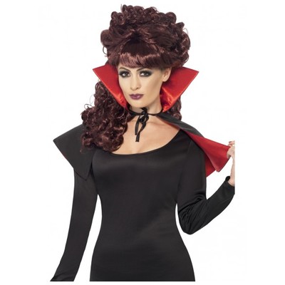 Adult Mini Vamp Costume Cape (Red & Black) Pk 1 (CAPE ONLY)