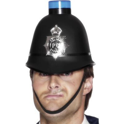 Black Flashing Police English Bobby Hat Pk 1