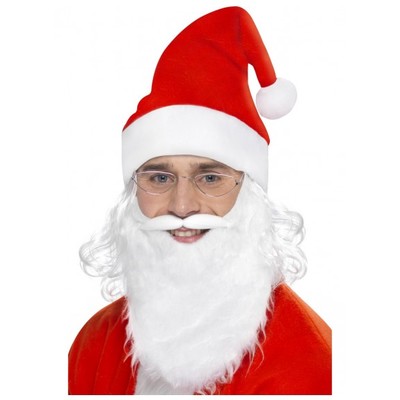 Christmas Adult Santa Costume Kit - Hat with Hair, Beard & Glasses Pk 1
