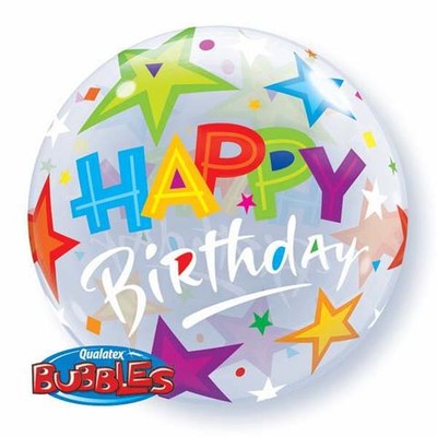 Happy Birthday Brilliant Stars Bubble Balloon (22in.) Pk 1