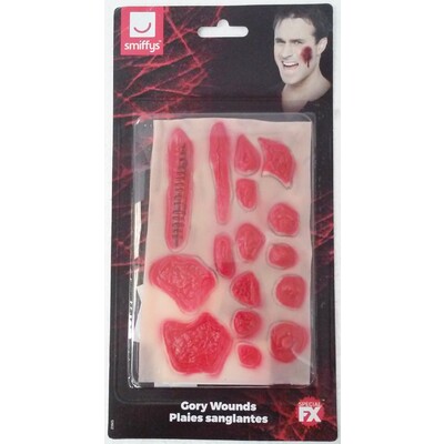 Assorted Halloween Gory Wounds Scar Transfers (1 Pack of 16 Wounds)