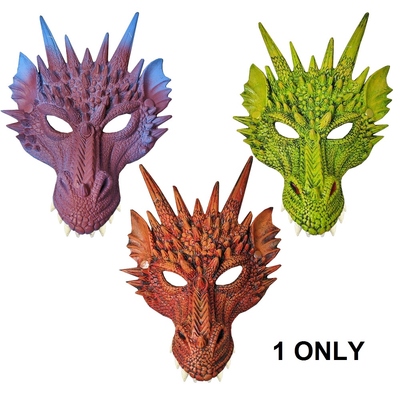 Latex Dragon Face Mask Assorted Colours (Pk 1)