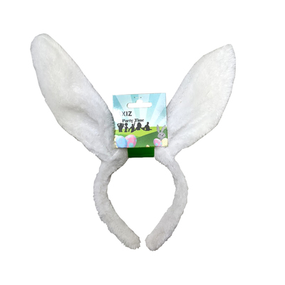 Fluffy White Easter Bunny Ears on Headband