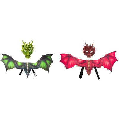 Dragon Mask & Wing Set Assorted Colours Green or Red (1 Set)