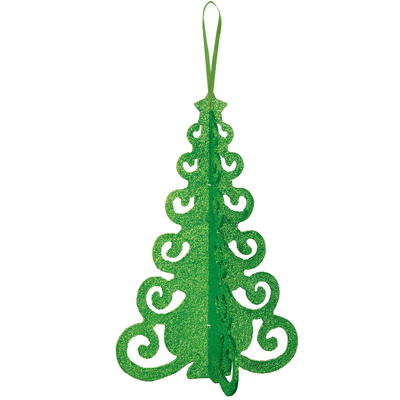 Green Glittered 3D Christmas Tree Decoration (25cm)