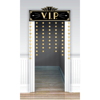 Black & Gold Glitz VIP Doorway Curtain Decoration