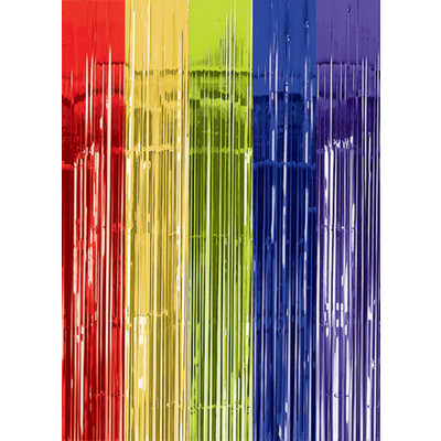 Metallic Multi Coloured Foil Tinsel Curtain (91 x 243cm)