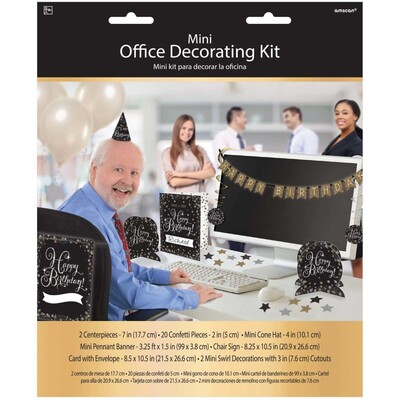 Office Birthday Decorating Kit Black, Gold & Silver 28 Pieces PK1 BAA
