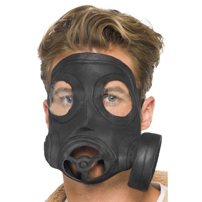 Halloween Black Latex Gas Mask Pk 1 