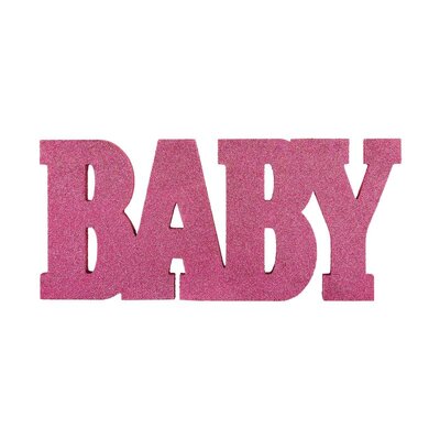Pink Glittered Baby Standing Sign Decoration 20x45cm