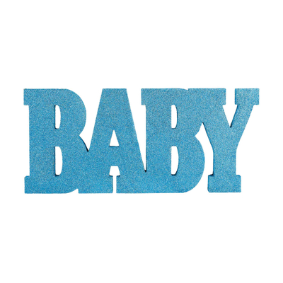 Blue Glittered Baby Standing Sign Decoration 20x45cm