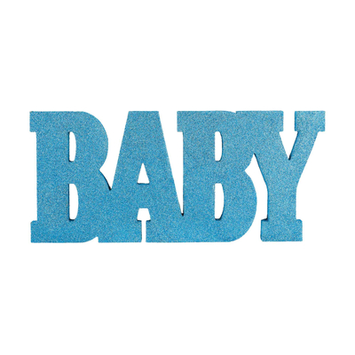 Blue Glittered Baby Standing Sign Decoration 20x45cm