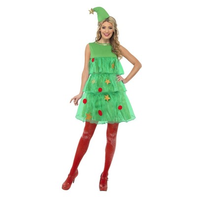 Adult Woman Christmas Tree Tutu Dress Costume (Medium, 12-14)