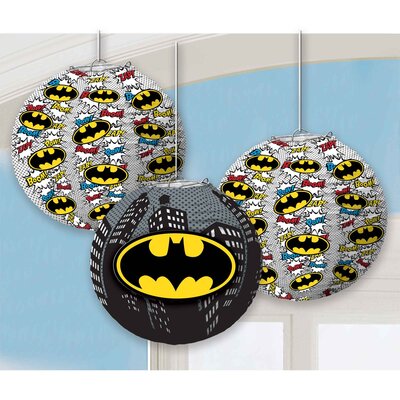 Round Batman Lanterns Assorted (24cm) Pk 3