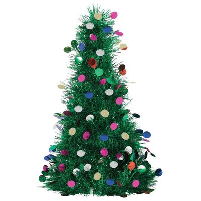 Green Tinsel Christmas Tree with Dots 61cm (Pk 1)