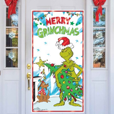 The Grinch Merry Christmas Door Decoration 85x165cm (Pk 1)