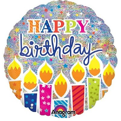 Happy Birthday Holographic Candles 18in Foil Balloon (45cm)