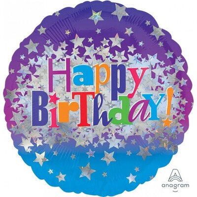 Happy Birthday Bright Stars 18in. Foil Balloon Pk 1