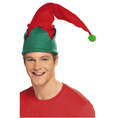 Christmas Elf Hat with Pom Poms (Pk 1)